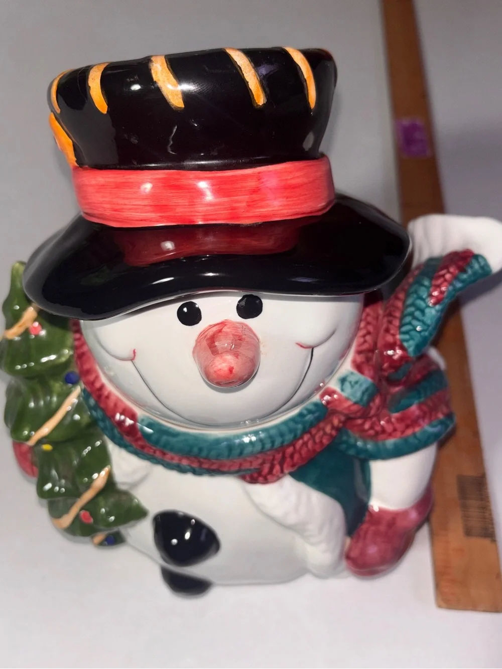 Vintage Giftco Ceramic Snowman Cookie Jar Holiday Decor Excellent Condition